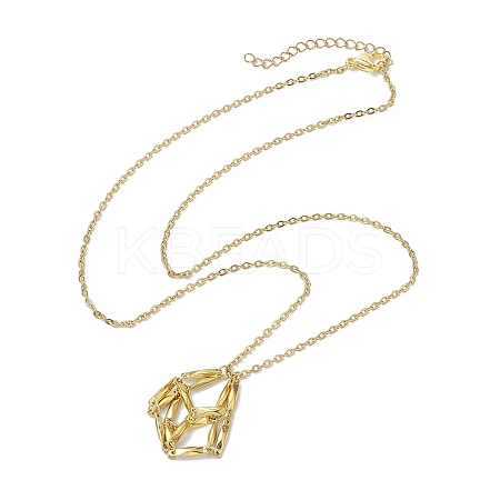 Crystal Stone Cage Pendant Necklaces NJEW-JN04760-02-1