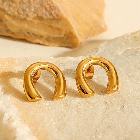 304 Stainless Steel Arch Stud Earrings EJEW-C143-01G-1