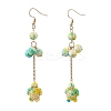 304 Stainless Steel Synthetic Turquoise Tortoise Dangle Earrings EJEW-JE06512-01-4