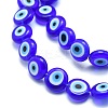 Handmade Evil Eye Lampwork Flat Round Bead Strands LAMP-L058-12mm-12-3
