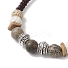 Round Lava Rock & Wood Braided Beads Bracelets BJEW-JB10991-3