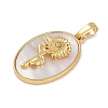 Rack Plating Brass Pave Shell Oval Pendants KK-U032-92G-09-2
