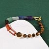 Natural Tiger Eye & Natural Mixed Stone & Brass Round & Prism Beaded Bracelets for Women BJEW-G752-01G-03-2