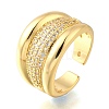 Brass Micro Pave Cubic Zirconia Adjustable Open Cuff Rings for Women RJEW-K292-03G-4