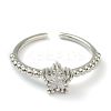 Brass Micro Pave Clear Cubic Zirconia Cuff Rings RJEW-G113-02P-1