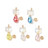 10Pcs 5 Color Cat Shape Glass Pendants PALLOY-JF03718-01-S-1