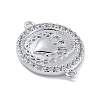 Rack Plating Brass Micro Pave Clear Cubic Zirconia Sacred Heart of Jesus Connector Charms KK-A234-065P-2