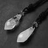 Cone Natural Quartz Crystal Pendant Necklace with Nylon Rope for Women G-H286-08D-2