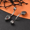 Snake Head 316 Surgical Stainless Steel Cubic Zirconia Belly Button Rings EJEW-G416-16AS-01-2