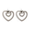 304 Stainless Steel Heart Stud Earrings EJEW-C118-03C-1