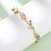 Brass Micro Pave Cubic Zirconia Link Bracelets for Women BJEW-H209-03G-1