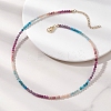 3.5MM Faceted Round Natural Rhodonite & Amethyst & Apatite & Sunstone & Ruby Beaded Necklaces NJEW-JN05973-1