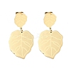 Leaf 304 Stainless Steel Dangle Earrings EJEW-L283-105G-1