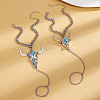 Alloy and Synthetic Turquoise Ring Bracelets for Women FS-WG192DC-02-4