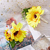 2Pcs Artificial Silk Sunflower Boutonniere Brooch JEWB-CP0001-01-6