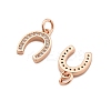 CZ Brass Micro Pave Cubic Zirconia Horse Shoe Charms ZIRC-L018-13RG-3