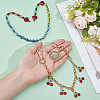2Pcs 2 Styles Glass Beaded and Alloy Cherry Aluminum Chains Bag Decorative Chains HJEW-PH02234-3