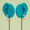 Brass Micro Pave Clear Cubic Zirconia Stud Earring Findings KK-Z099-02G-01-2