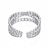 Non-Tarnish 304 Stainless Steel Criss Cross Open Cuff Ring LS-RJEW-T023-43P-2