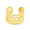 304 Stainless Steel Oval Curb Chain Wide Open Cuff Rings for Women RJEW-G321-16G-2