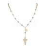 Natural Green Aventurine Round Rosary Bead Necklaces NJEW-JN05574-03-1
