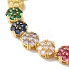 Rack Plating Brass Pave Cubic Zirconia Flower Link Chain Bracelets for Women BJEW-A018-03G-02-2