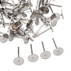 Tarnish Resistant 316 Surgical Stainless Steel Flat Round Blank Peg Stud Earring Settings STAS-R073-06-2