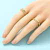 2Pcs 2 Styles Brass Micro Pave Clear Cubic Cuff Zirconia Rings for Women RJEW-S399-04G-3