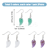 3 Pairs 3 Styles Natural Mixed Gemstone Wings Dangle Earrings with Brass Pins for Women EJEW-FI0003-19-9