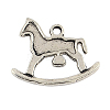 Tibetan Style Rocking Horse Alloy Pendants TIBEP-Q050-05AS-RS-2