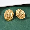 304 Stainless Steel Textured Oval Stud Earrings EJEW-I320-21G-04-2