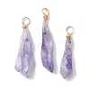 Electroplated Natural Quartz Crystal Dyed Pendants PALLOY-JF02325-02-1