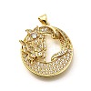 Rack Plating Brass Micro Pave Cubic Zirconia Pendants KK-L226-050G-03-1