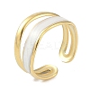 Ion Plating(IP) 304 Stainless Steel Enamel Cuff Finger Rings RJEW-L107-035G-01-1
