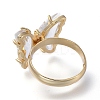 Adjustable Brass Glass Finger Rings RJEW-P148-A01-09-3