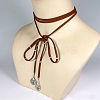 Flat Round Alloy with Suede Cord Lariat Necklaces FS-WG2B7B2-02-2