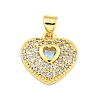 Heart Rack Plating Brass Micro Pave Cubic Zirconia Charms KK-Z053-17G-01-1