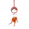 Iron & Natural Carnelian Woven Web/Net with Feather Pendant Decorations PW-WG44935-03-1
