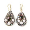 Natural Pearl & Rhinestone Dangle Earrings EJEW-L286-14G-1