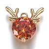 Golden Plated Brass Micro Pave Cubic Zirconia Charms ZIRC-H105-02-1