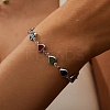 Brass Glass Link Chain Bracelets for Women WGAE243-02-2