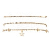 3Pcs 3 Styles 304 Stainless Steel Satellite Chain Dapped Chain Link Chain Anklets Set AJEW-AN00737-2