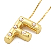 Brass & Plastic Pearl Letter Pendant Box Chain Necklaces for Women NJEW-U017-01G-06-2