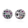 Rack Plating Brass Cubic Zirconia Beads ZIRC-S001-8mm-C03-1