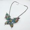 Flower Butterfly Alloy Colorful Enamel & Cat Eye Pendant Necklaces for Women FS-WGE41F5-02-3