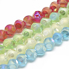Plated Transparent Glass Beads Strands EGLA-R108-8mm-M-1