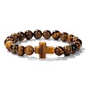 Natural Tiger Eye Round Beads Stretch Bracelets LS-YG0612-11-1