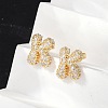 Brass Micro Pave Cubic Zirconia Stud Earrings EJEW-Z091-04G-K-4