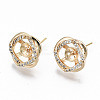 Brass Micro Pave Clear Cubic Zirconia Stud Earring Findings KK-T062-54G-NF-1