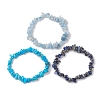 3Pcs Natural Aquamarine & Natural Lapis Lazuli & Synthetic Turquoise Chip Beaded Stretch Bracelet Sets BJEW-JB10861-4